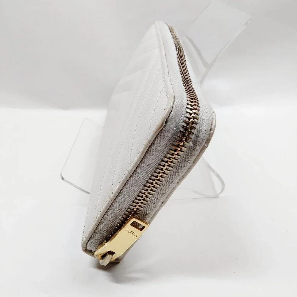 Authentic Saint Laurent Long Wallet White Leather LC225-022326 - Picture 4 of 10